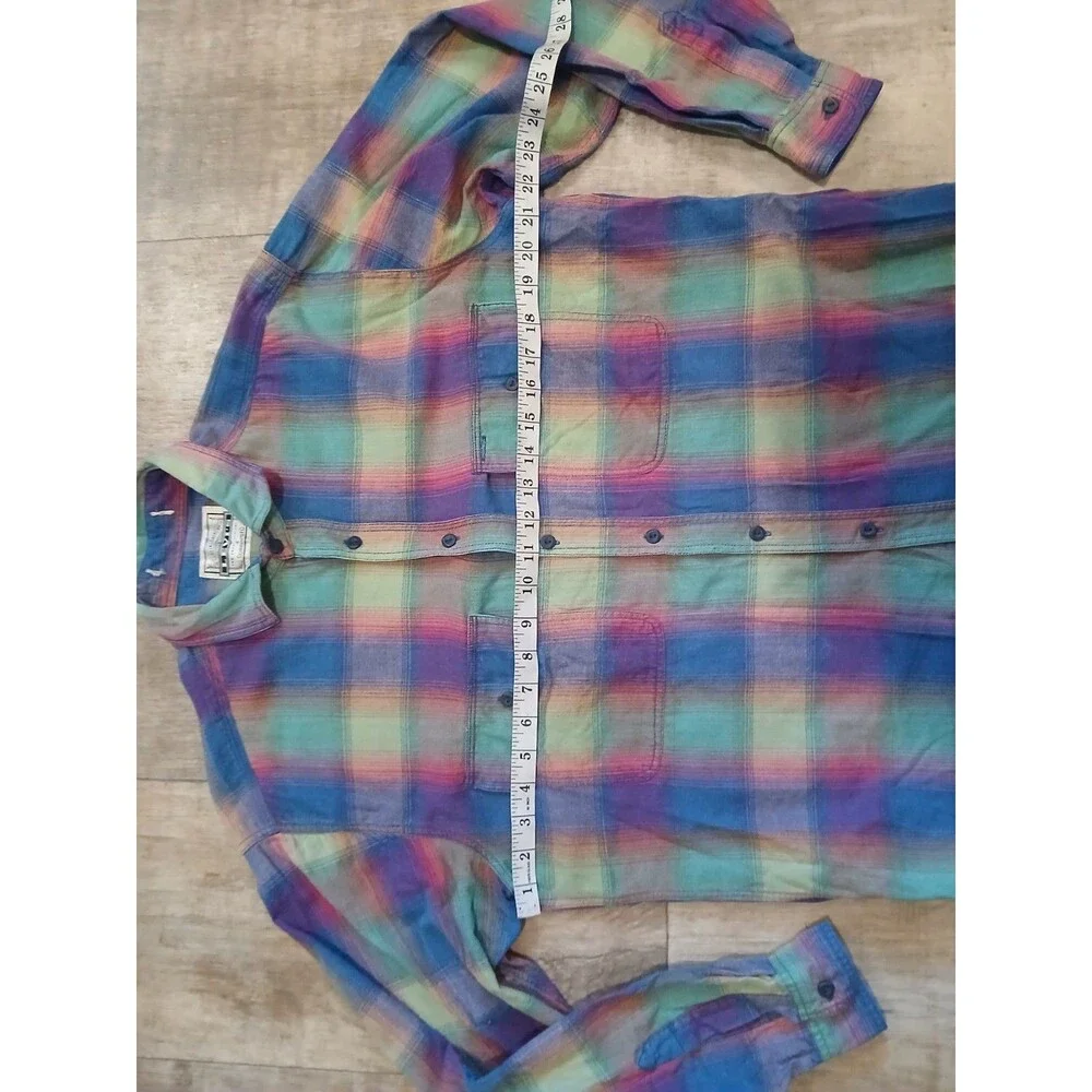 Vintage Levi's Rainbow Plaid Flannel Long Sleeve Button Up Shirt Size Mens Large